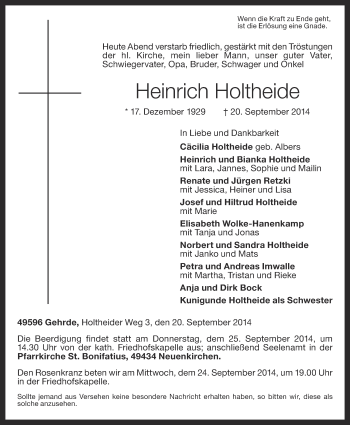 Anzeige von Holtheide Heinrich von OM-Medien